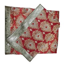 Bright Red Rumala Sahib with Zari Embroidery