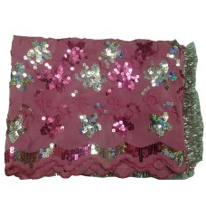 Single Rumala with Sequence and Thread work Embroidery, Pink color