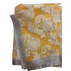 Yellow Broccade Rumala Sahib with Silver Borders