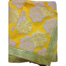 Yellow Print Rumala Sahib with Golden Gota